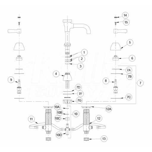 Zurn Widespread Vacuum Breaker Faucet Parts Breakdown 