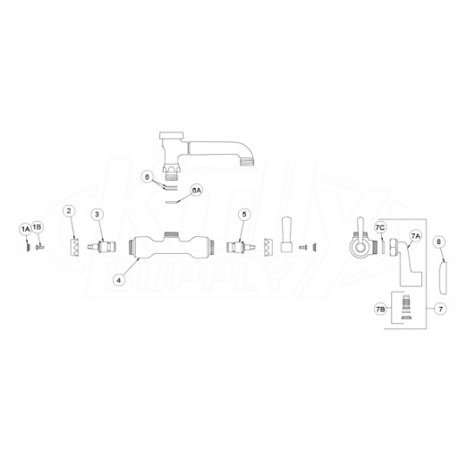 Zurn Z841 Vacuum Breaker Spout Faucet Parts Breakdown 