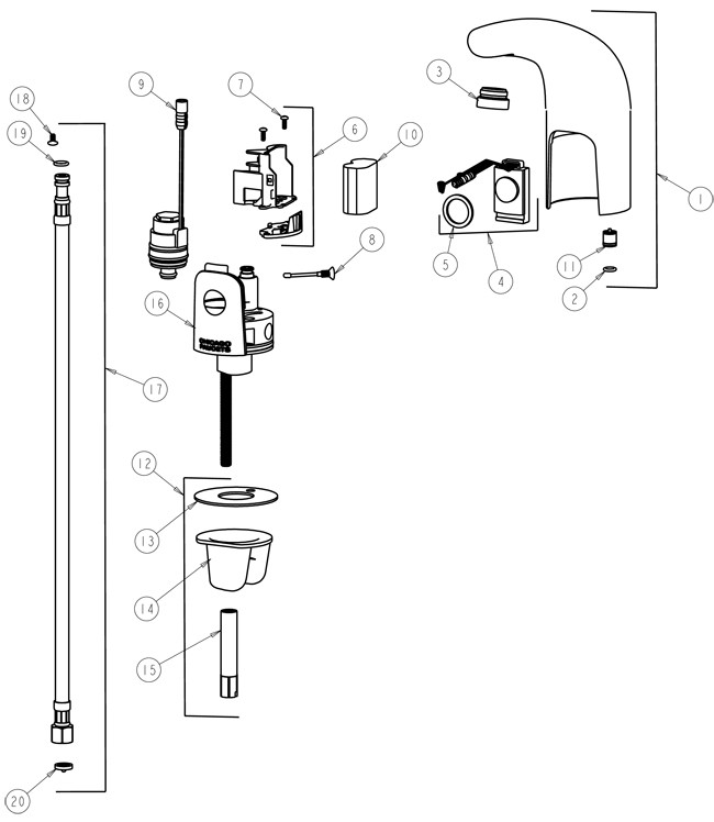 Chicago 116.201.21.1 Hytronic Traditional Sensor Faucet Parts Breakdown