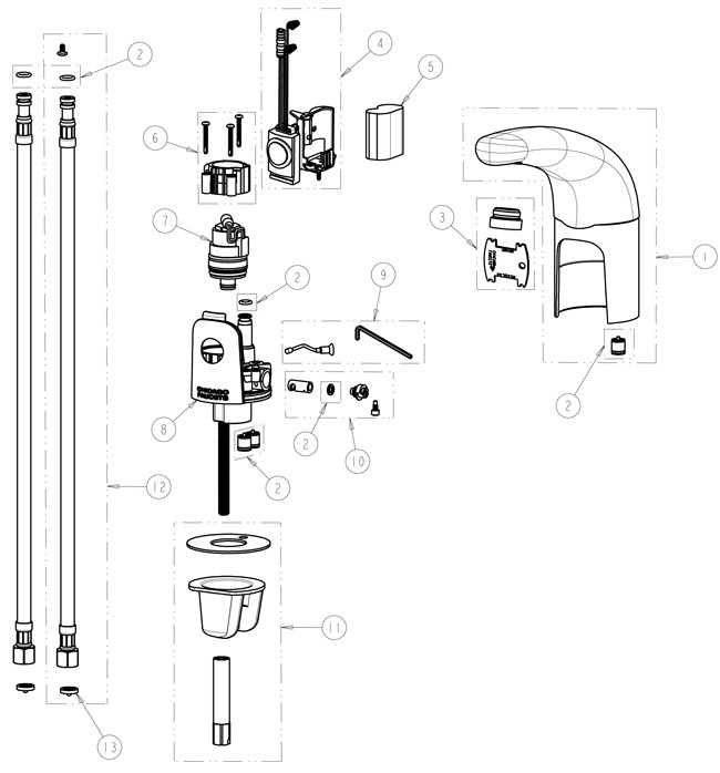 Chicago 116.211.AB.1 Hytronic Traditional Sensor Faucet Parts Breakdown