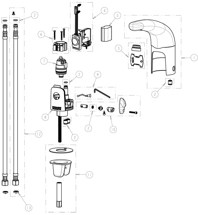 Chicago 116.221.AB.1 Hytronic Traditional Sensor Faucet Parts Breakdown