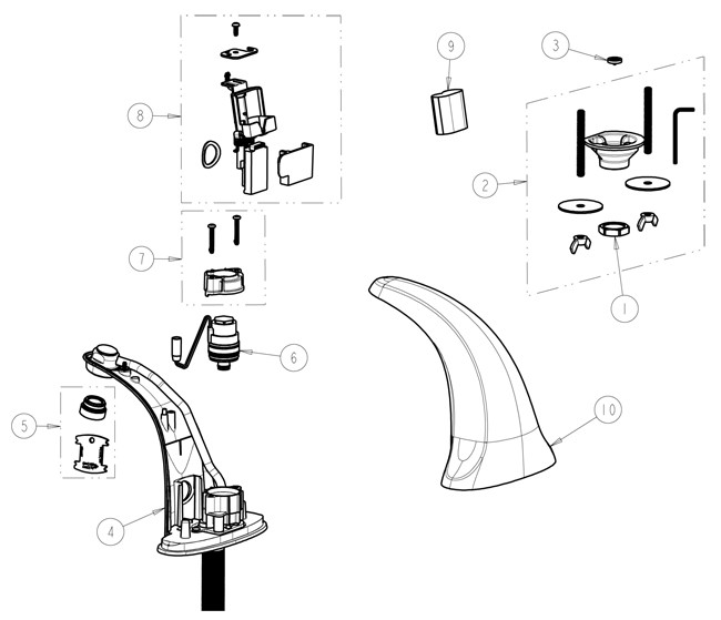 Chicago 116.606.21.1 E-Tronic 40 Sensor Faucet Parts Breakdown