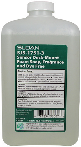 Sloan SJS-1751-3 Fragrance Free Foaming Soap Green Seal 1000 mL