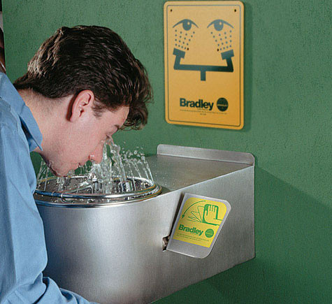 Bradley S19-220BF Barrier-Free Wall-Mounted Eye/Face Wash (with Wraparound Skirt)