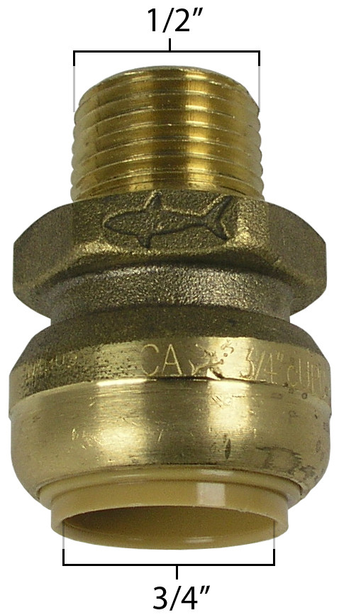 SharkBite U138LF Bullnose Connector 3/4" x 1/2" MNP - Lead Free