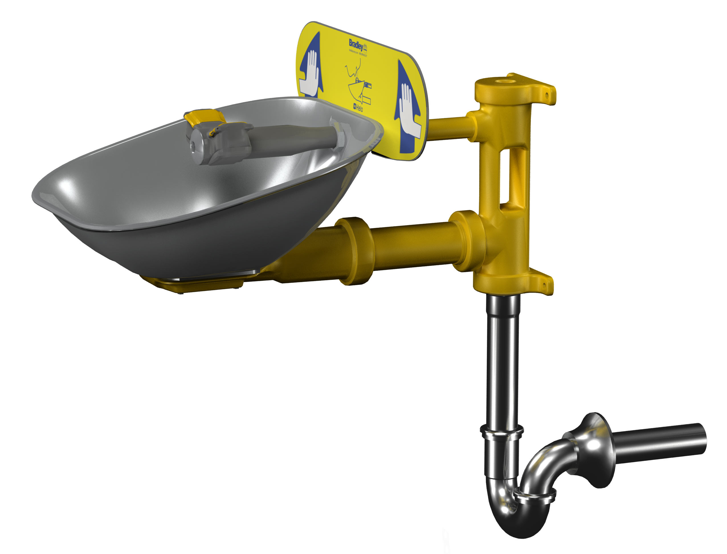 Bradley S19224BPT Halo Eyewash, stainless steel bowl, p-trap