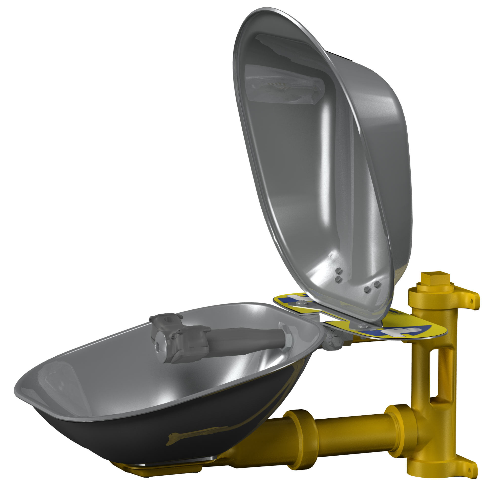 Bradley S19224DC Halo Eyewash, stainless steel bowl & hinged dust cover