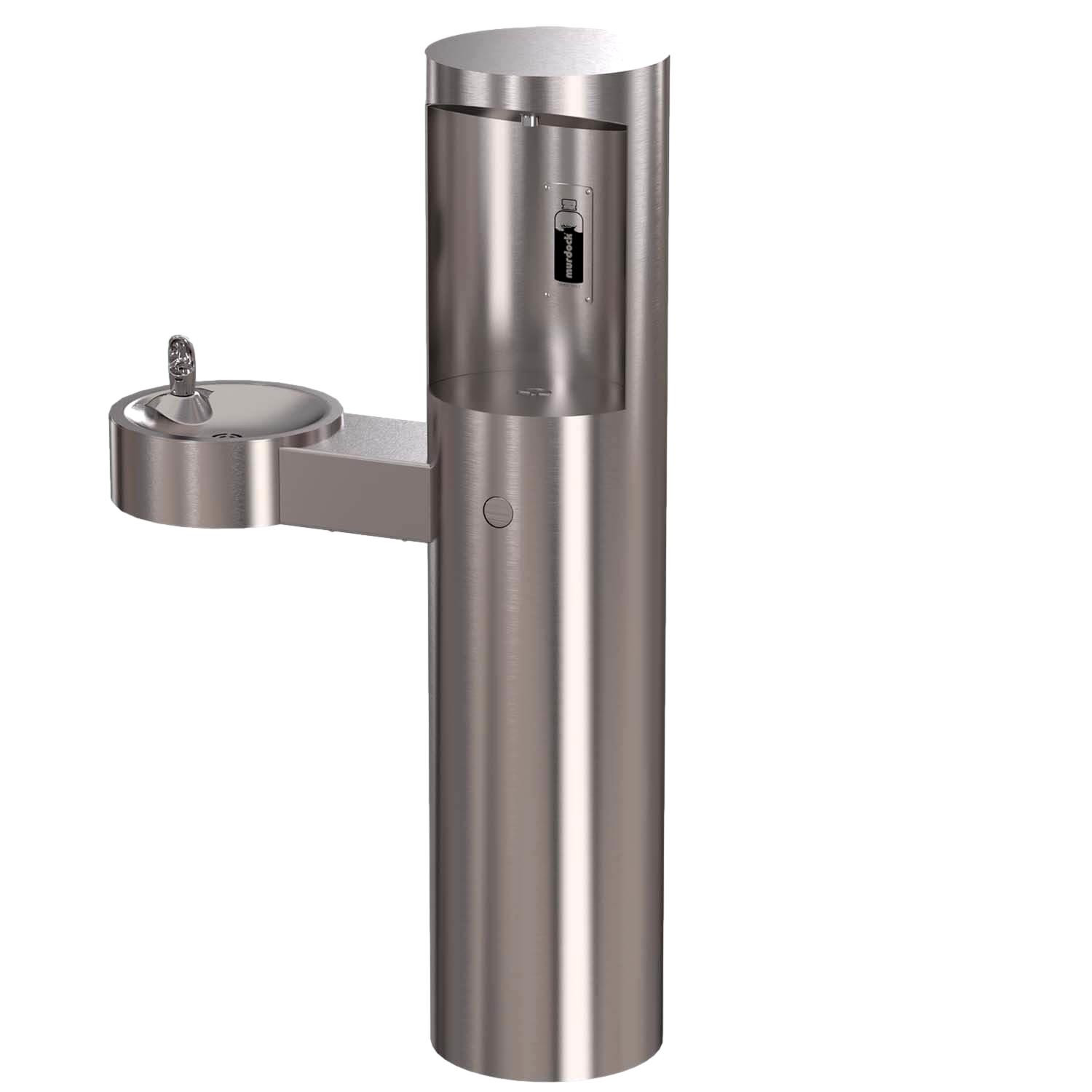 Murdock GYM74 Outdoor Pedestal Bottle Filler with Barrier-Free Drinking Fountain- Stainless Steel