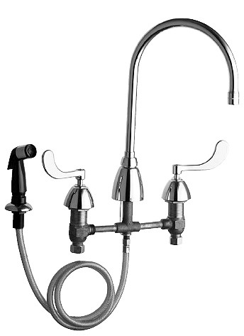 Chicago 200-AGN8AE3-317ABCP E-Cast Concealed Kitchen Sink Faucet w/ Side Spray