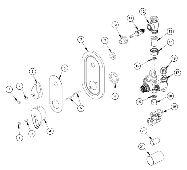 Chicago 2500 Series Shower Parts Breakdown