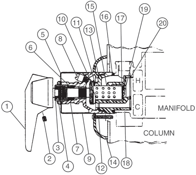 Bradley Pressure Balancing Mixing Valve For Column Showers Parts Breakdown