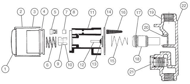 Bradley Touch 'N Flo Shower Valve Parts Breakdown