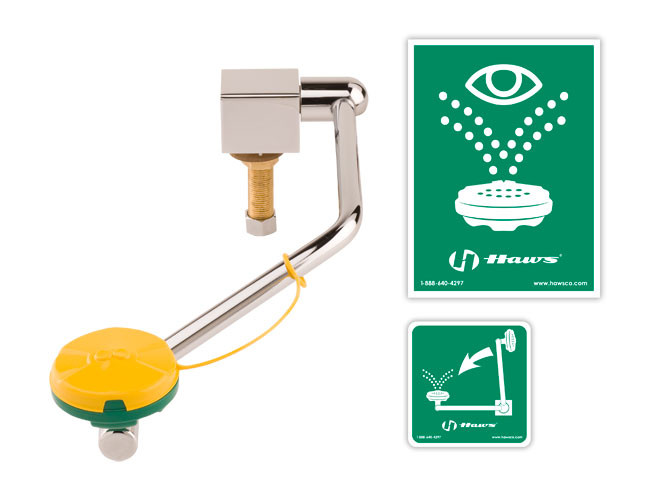 Haws 7610 Pull Down-Activated Deck-Mounted Barrier-Free Eye/Face Wash