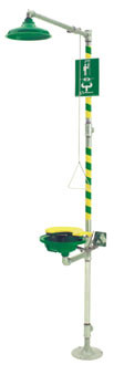 Haws 8200WC Omni-Flo Barrier-Free Combination Drench Shower & Eye/Face (with Plastic Receptor and AXION MSR Showerhead) (Discontinued)