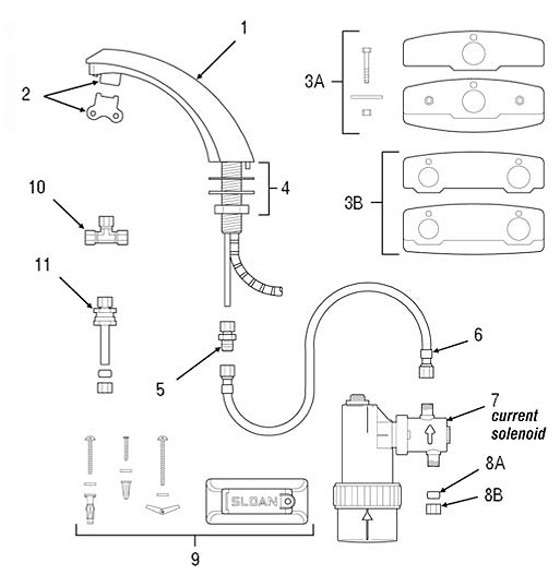 Sloan EBF-85 Faucet Parts Breakdown (Pre-2008)