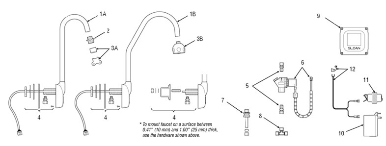 Sloan Optima(R) ETF-500 Faucet Parts Breakdown