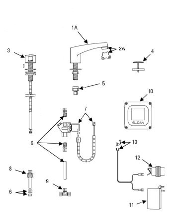 Sloan Optima(R) ETF-660 Faucet Parts Breakdown