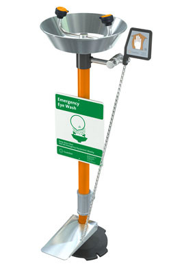 Guardian G1825HFC Pedestal-Mounted Eyewash (with Hand & Foot Control and Stainless Steel Receptor)