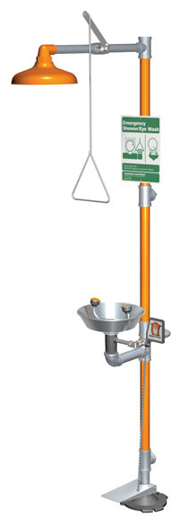 Guardian G1902HFC Combination Drench Shower & Eyewash (with Hand & Foot Control and Stainless Steel Receptor)