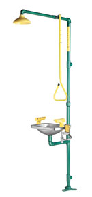 Speakman SE-603-ADA Barrier-Free Combination Drench Shower & Eye/Face Wash (with Rectangular Stainless Steel Receptor and Impeller Action Showerhead)
