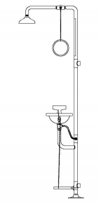 Speakman SE-605 Combination Drench Shower & Eye/Face Wash (with Rectangular Stainless Steel Receptor and Impeller Action Showerhead)