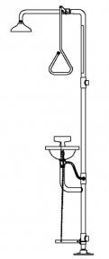 Speakman SE-607 Combination Drench Shower & Eye/Face Wash (with Rectangular Stainless Steel Receptor and Impeller Action Showerhead)