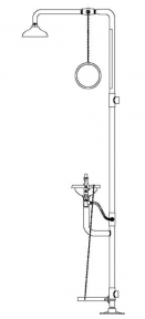 Speakman SE-610 Combination Drench Shower & Eyewash (with Rectangular Stainless Steel Receptor and Impeller Action Showerhead)