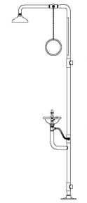 Speakman SE-614 Combination Drench Shower & Eyewash (with Rectangular Stainless Steel Receptor and Impeller Action Showerhead)