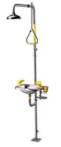 Speakman SE-623 Combination Drench Shower & Eye/Face Wash (with Rectangular Stainless Steel Receptor and Impeller Action Showerhead)