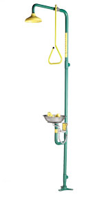 Speakman SE-693 Combination Drench Shower & Eyewash (with Stainless Steel Receptor and Impeller Action Showerhead)