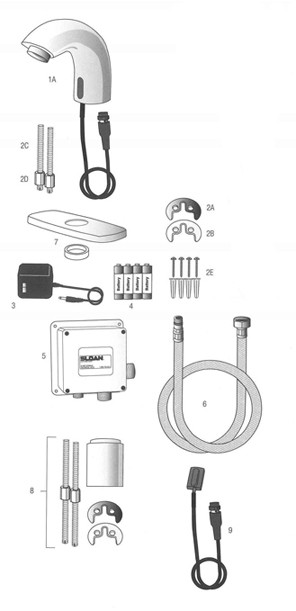 Sloan SF-2100/2150 Faucet Parts Breakdown