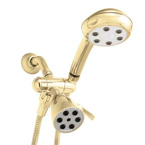 Speakman VS-222252-PB Combination Handheld & Fixed Showerhead w/ 3-way Diverter Bracket - Polished Brass (Discontinued)