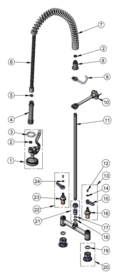 T&S Brass B-0123-B Series Pre-Rinse Parts Breakdown