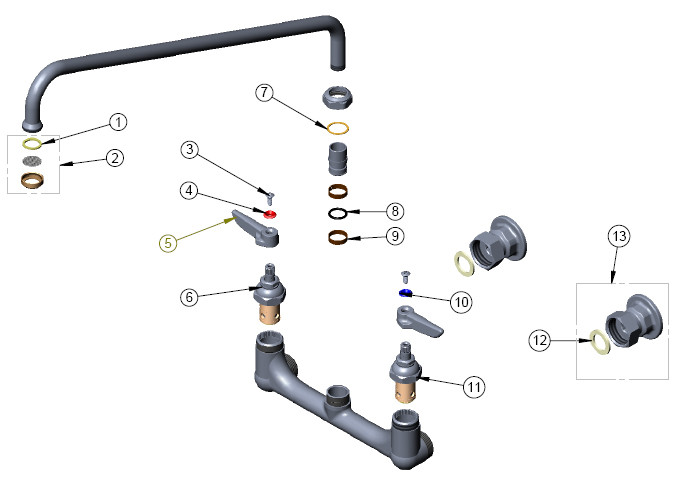 T&S Brass B-0230 Faucet Parts Breakdown