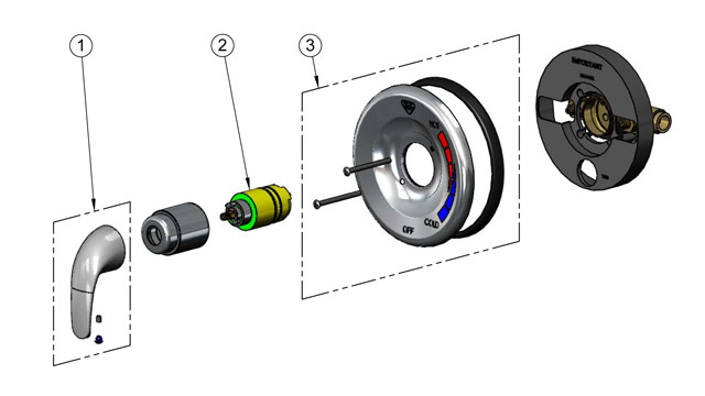 T&S Brass B-3204 Shower Valve   Parts Breakdown