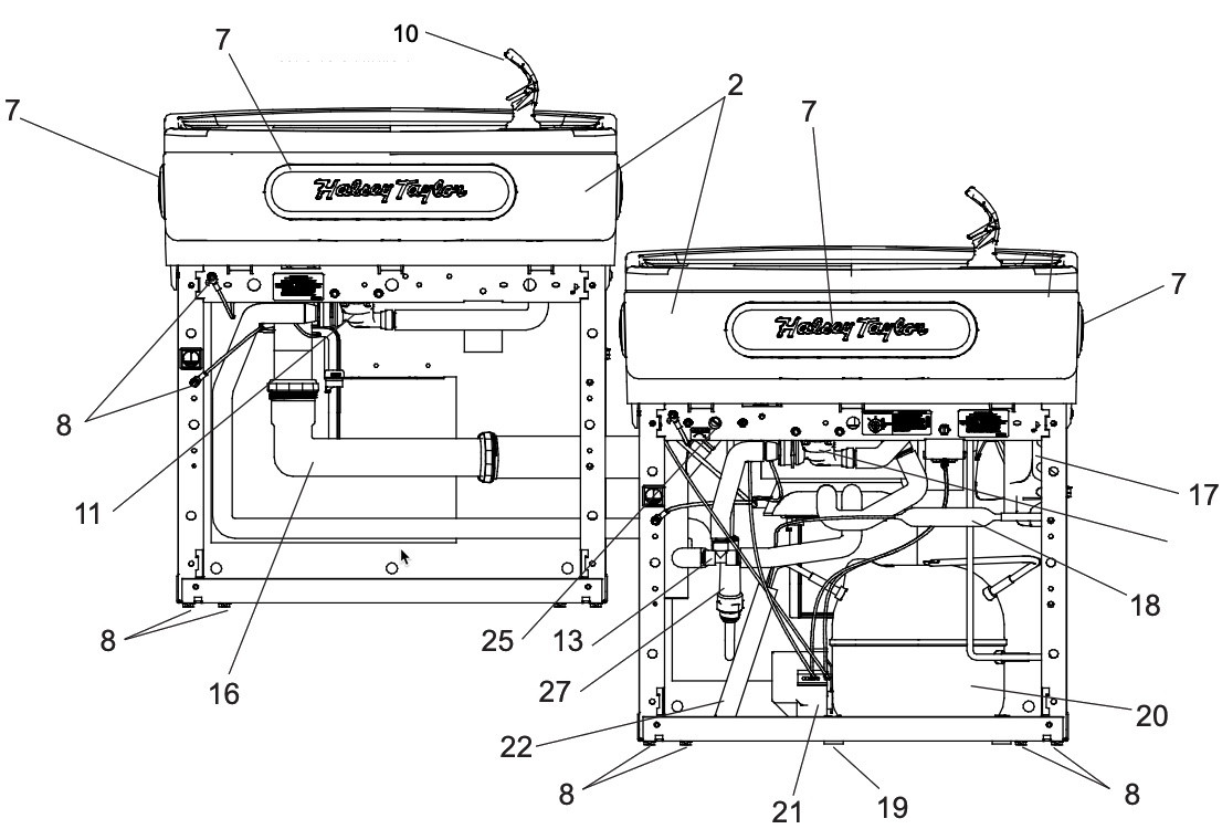 Halsey Taylor HTVZ Series Drinking Fountain Parts Breakdown