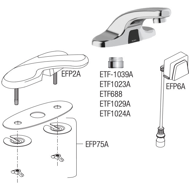 Sloan ETF-600 Hardwired Bluetooth Sensor Faucet Parts Breakdown (Post-2019)