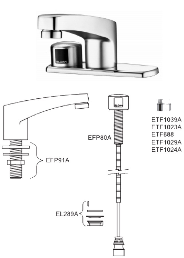 Sloan ETF-660 Hardwired Bluetooth Sensor Faucet Parts Breakdown (Post-2019)