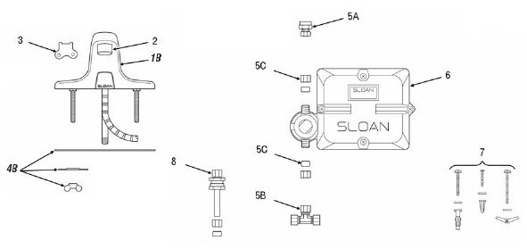 Sloan EBF-650 Faucet Parts Breakdown (Pre 09/2008)