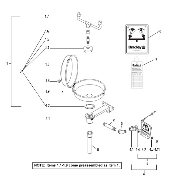 Bradley S19-220DC Parts Breakdown