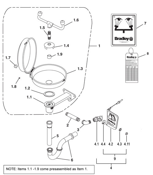 Bradley S19-220DCPT Parts Breakdown