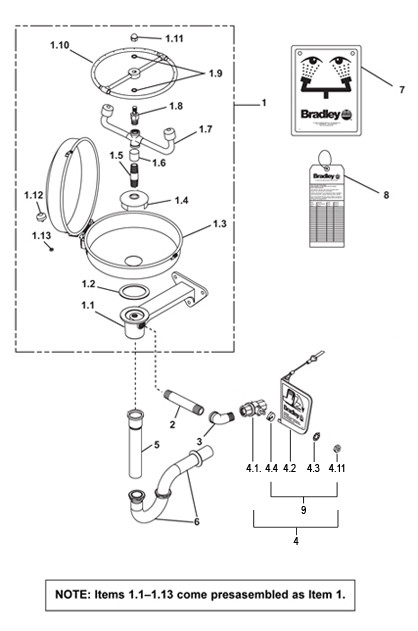 Bradley S19-220DCRPT Parts Breakdown