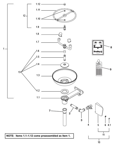 Bradley S19-220H Parts Breakdown