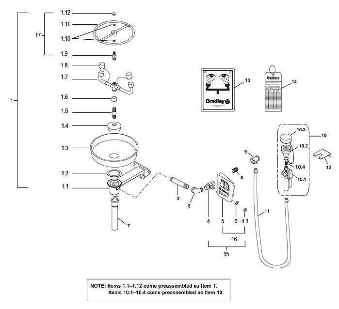 Bradley S19-220P Parts Breakdown