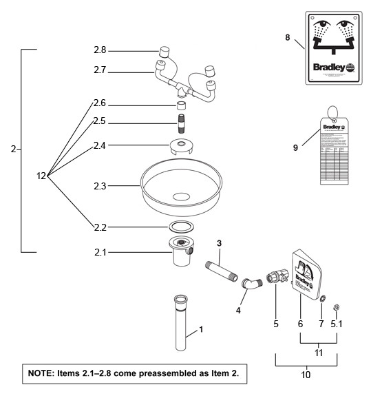 Bradley S19-230B Parts Breakdown