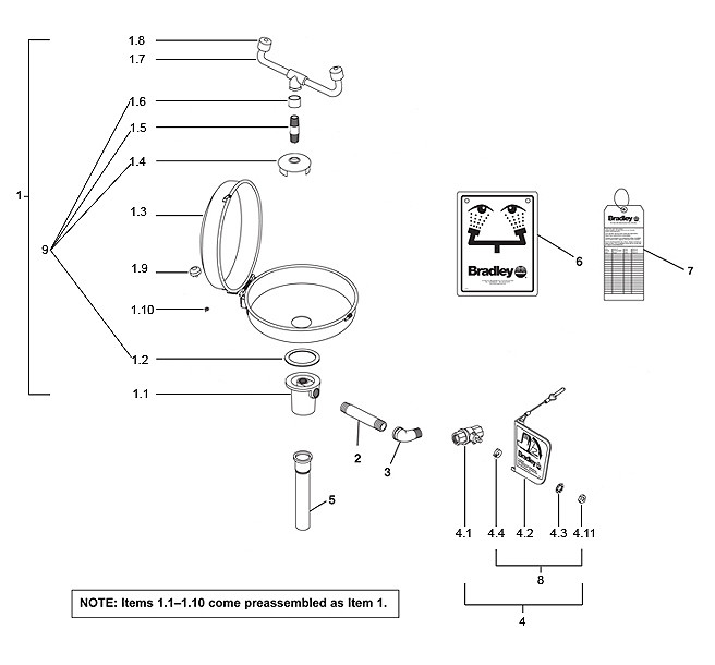 Bradley S19-230DC Parts Breakdown