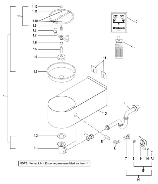 Bradley S19-220BF Parts Breakdown