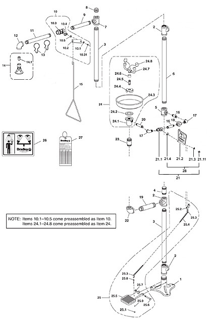 Bradley S19-310LL Parts Breakdown