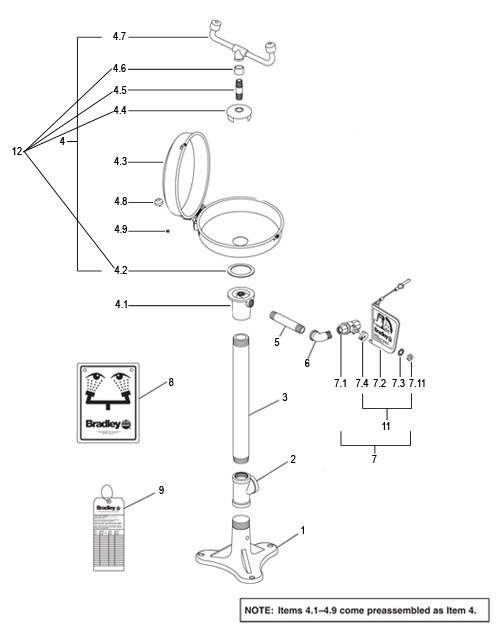 Bradley S19-210DC Parts Breakdown
