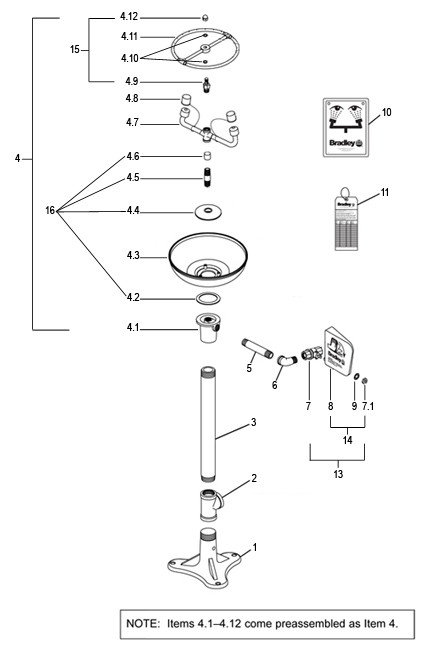 Bradley S19-210F Parts Breakdown